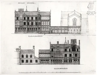 West- und Nordansichten, Neue Schule, Rugby School, 1867